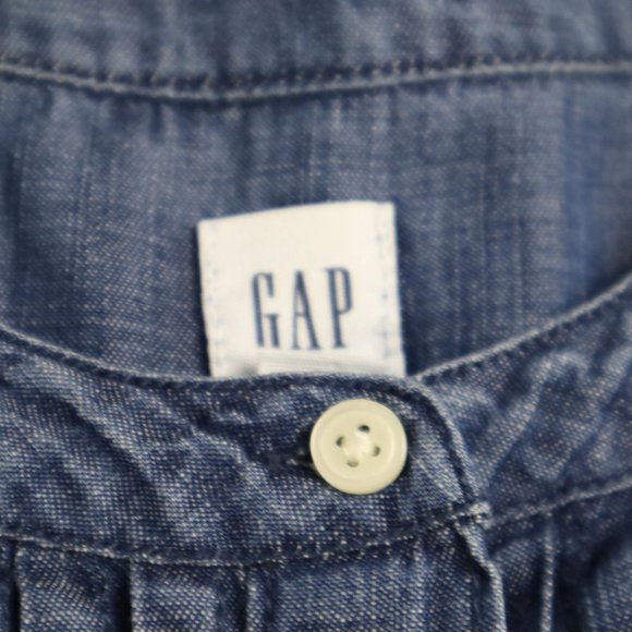 Gap pleated buttoned puff sleeve denim women's shirt Size S - Picture 3 of 11